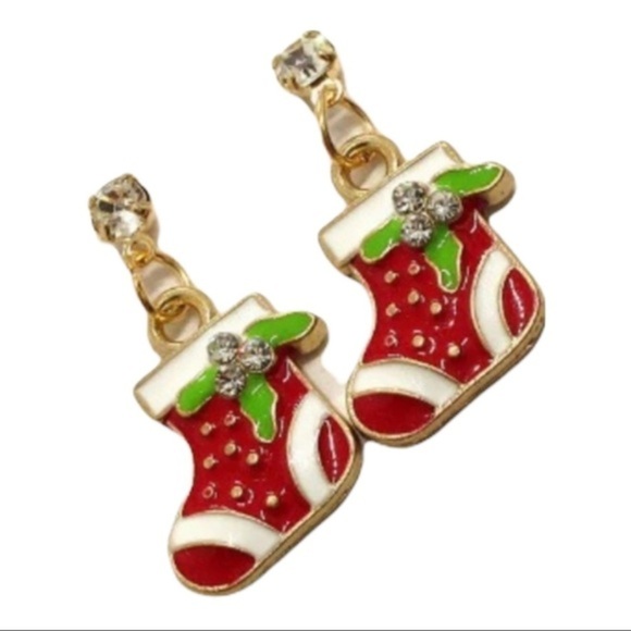 Red Christmas Boots Earrings - Picture 3 of 3